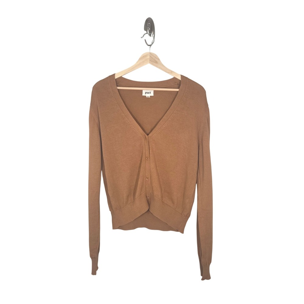 PACT Organic Cotton Cardigan Sweater Button Front Size M Minimalist Capsule